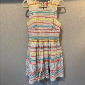 Anthropologie PLENTY by TRACY REESE Sunglow Stripes Embroidered Dress Size 8